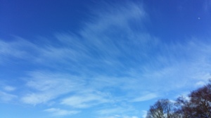 Blue sky and fast clouds